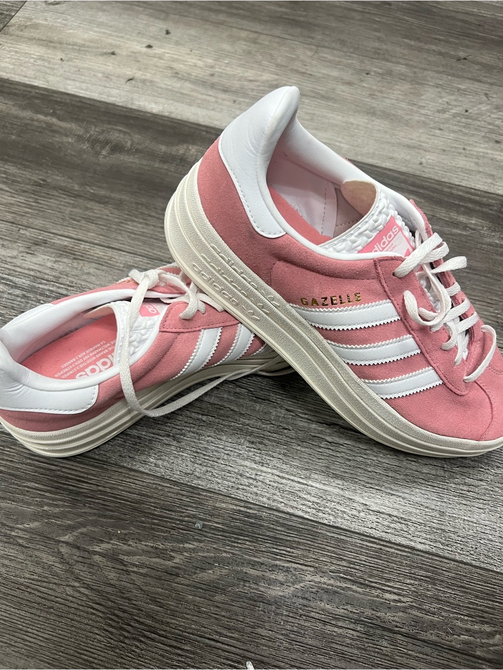 adidas Pink Gazelle Suede Sneakers with White Stripes